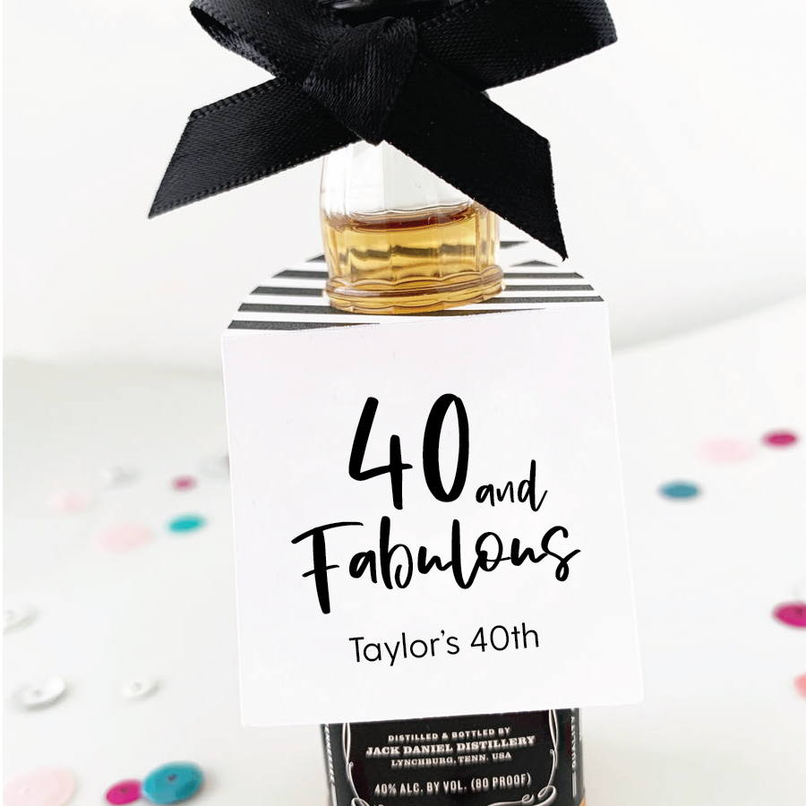 Forty and Fabulous 40th Birthday Favors Mini Bottle Tags – Paper Cute Ink